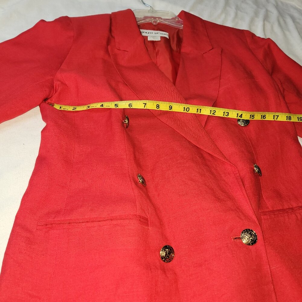 Springtime Vibrant Red Linen Double-Breasted Blaz… - image 5
